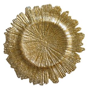 Bajo Plato Flor de Loto Dorada