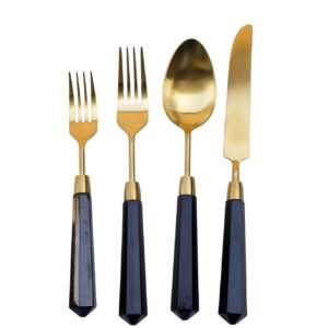 Cubiertos Dorado Mármol Negro