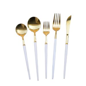 Cubiertos Oro con Blanco