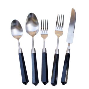 Cubiertos Plata Mármol Negro